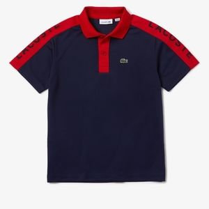 Boys’ Lacoste Lettered Bands Breathable Piqué Polo